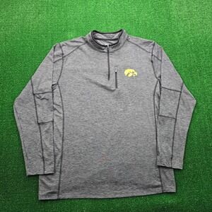 Iowa Hawkeyes Sweatshirt Mens XL Gray Quarter Zip Pullover Raglan NCAA College